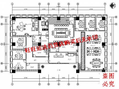 建筑工程公司时尚现代办公室装修室内设计施工cad图纸(含效